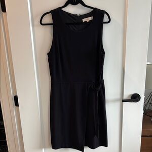 LOFT Black Sleeveless Sheath Dress with Wrap Skirt Detail - size 12P Petite